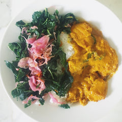 Goan fish curry with kale and Saurkraut